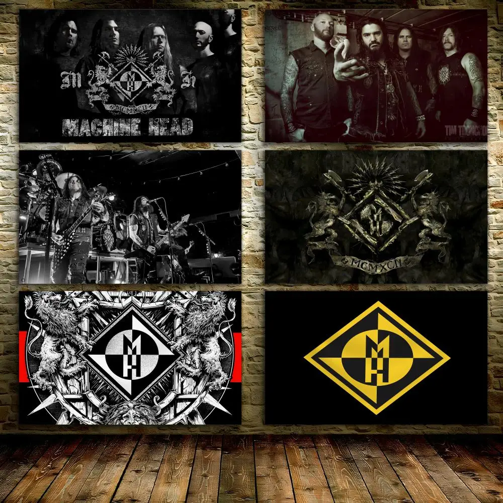 M-MACHINES HEADS Rock Band Flags 3x5 Ft Custom Banner For Garage Door Room Decor Wall Out Decoration With Metal Buckle