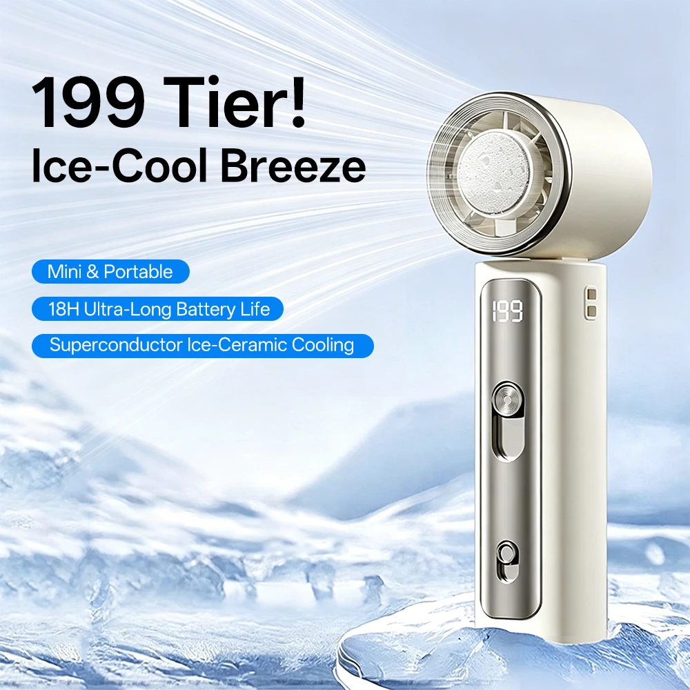 

Mini Folding Handheld Refrigeration High-speed Fan Portable Small USB Rechargeable Semiconductor Ice Fan