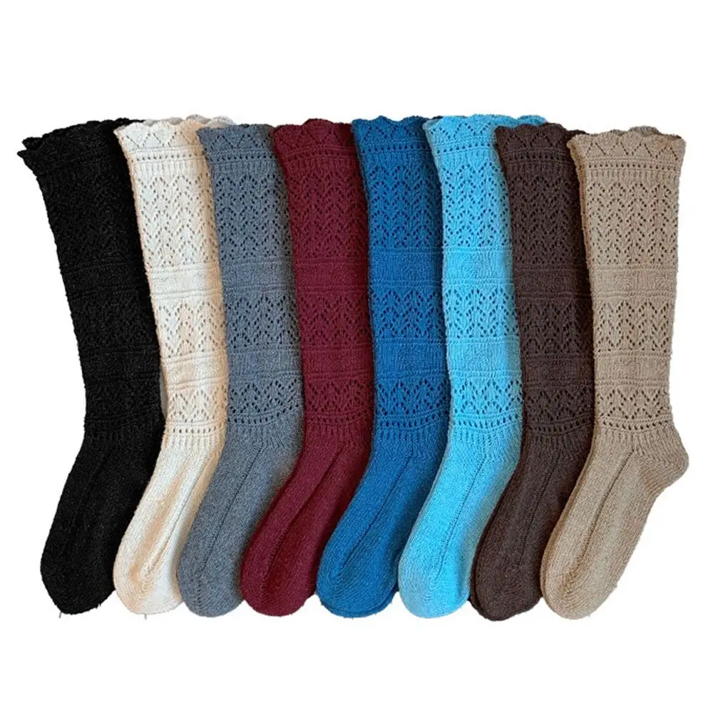 

New Knitted Hollow Calf Socks Breathable Warmth Stacked Long Tube Socks Casual Harajuku Street Mid Tube Socks Women Girls