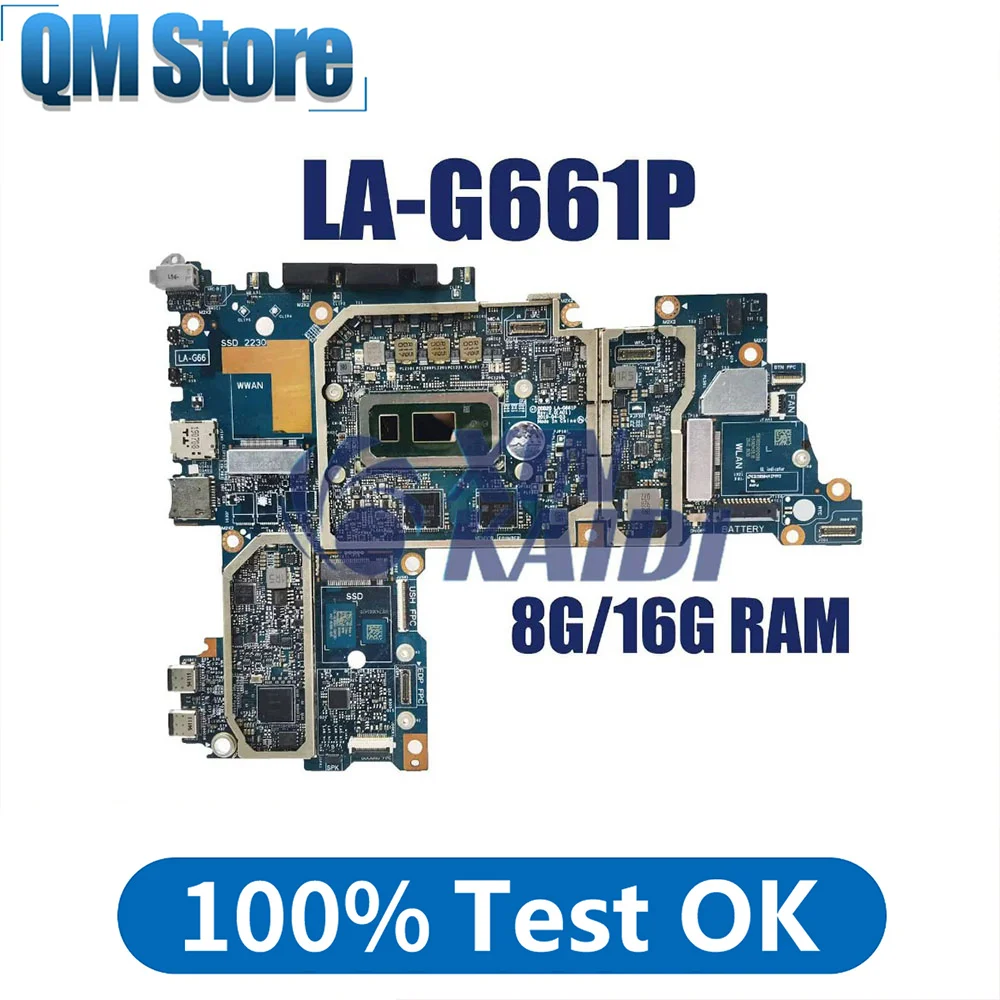 

Laptop Motherboard For Dell Latitude 12 7200 0692DM 0XFWFG 0TJFG7 LA-G661P Notebook Mainboard I3 I5 I7 8th Gen CPU 8G 16G RAM