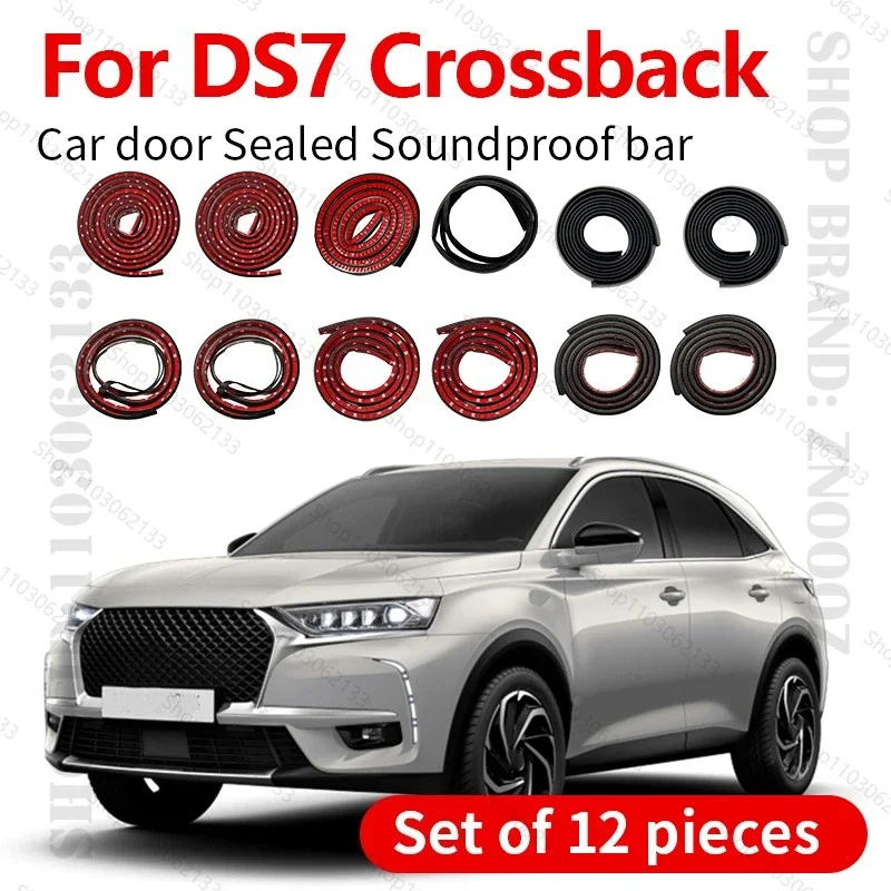 

For DS7 Crossback Car Door Seal Strip Rubber Double Layer Sealing Protector Soundproof Strip Dustproof Seal Strip 12PCS Set