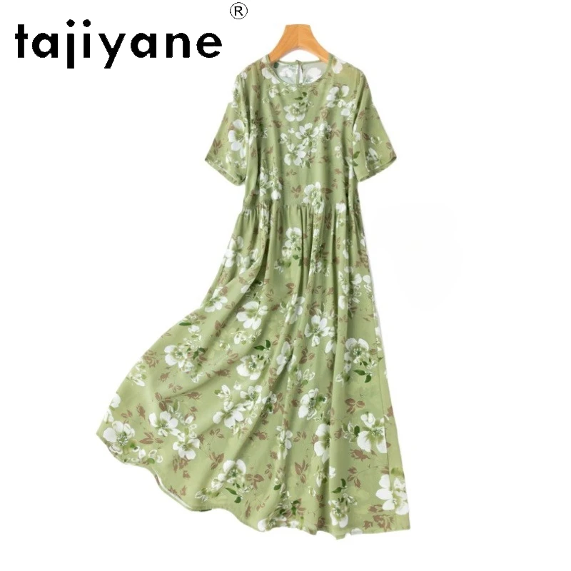 

TAJIYANE 100% Mulberry Silk Summer Dress Woman 2025 Elegant Green Long Dresses Birthday Frock Women Clothing Vestidos Largos