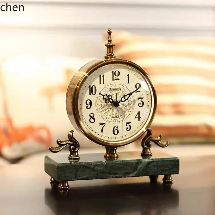 ZML retro creative desktop clock ornament for home living room, simple dial table clock
