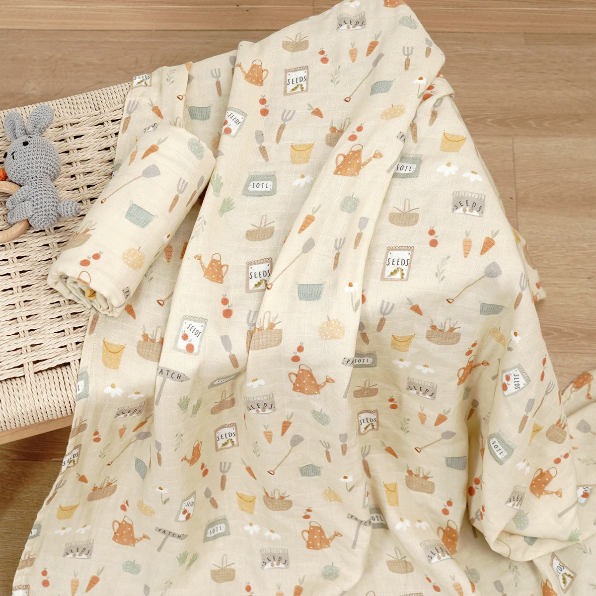 Elinfant Digital Print Bamboo Cotton Muslin Swaddle Blanket Soft Baby Bath Towel Swaddle Wrap Stroller Cover