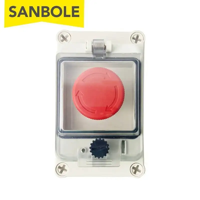 M22 في الهواء الطلق للماء IP67 مفتاح بـزر دفع مربع الطوارئ توقف التحكم توزيع الأحمر 10A المسمار تركيب #5