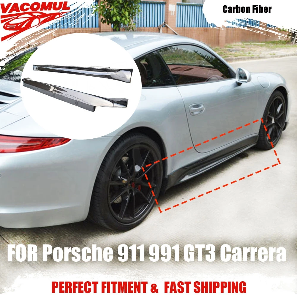 

VACOMUL Carbon Fiber Side Skirts Aprons for Porsche 911 991 GT3 Carrera 2012-2015 Door Bumper Guard Car Styling
