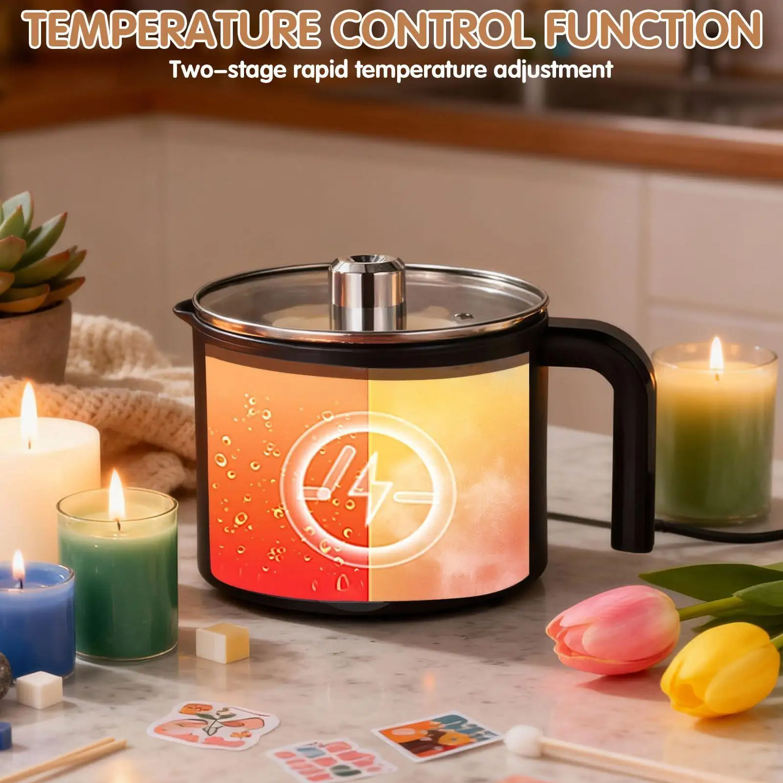 

Wax Melting Pot 1.5L Large Stainless Steel Electric Non-stick Candle Making Pot Melting Pitcher for Soap Candy Art Projects