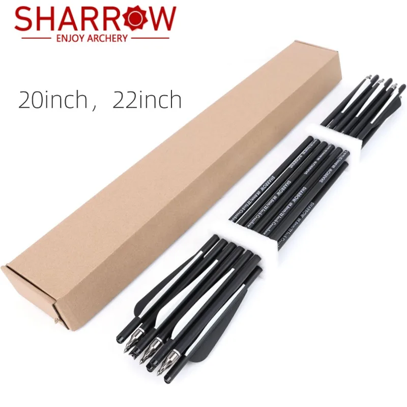 

6/12pcs Archery Short Arrows 20/22 Inch ID7.6mm OD8.8mm with 4inch Arrow Feather for Crossbow Bolts Hunting Shooting Accessories