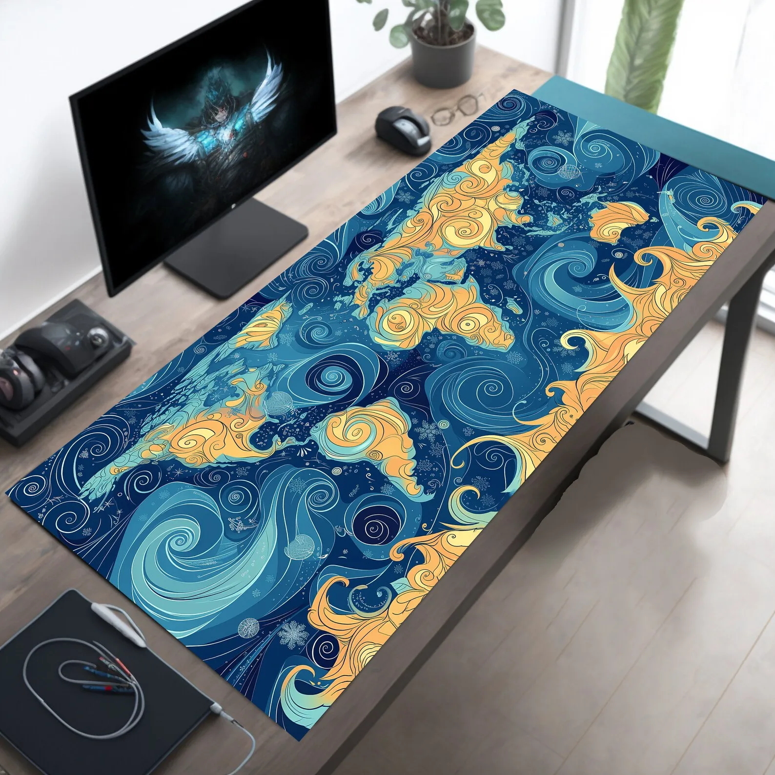 Kawaii White Play Mat Large Mouse Pad Japanese Art Gamer Keyboard Laptop Office Accessories for Deskmat Computer Pad Mouse Mat - Detail 1
