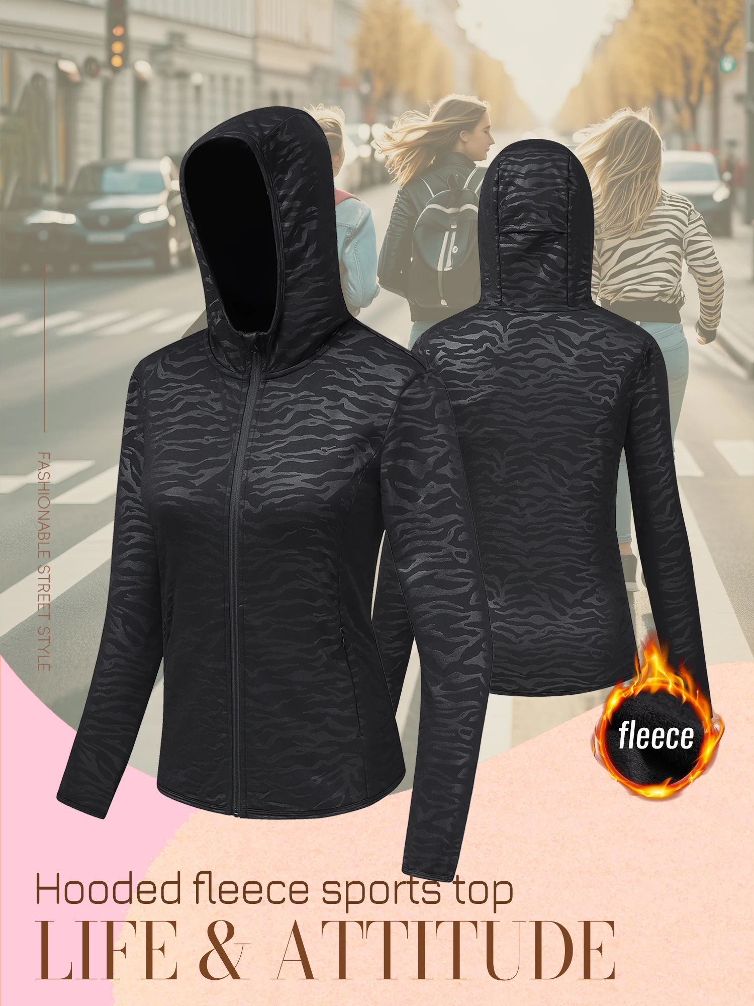 

Womens Fashionable Jacket Daily Outdoor Quick Drying Breathable Casual Top Polyester Ammonia Fleece Knitted Fabric