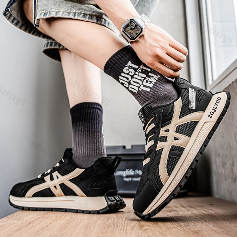 

Дышащие мужские кроссовки, весенне-осенние новые удобные кроссовки, увеличивающие рост, модная нескользящая повседневная обувь на мягкой подошве со шнуровкой