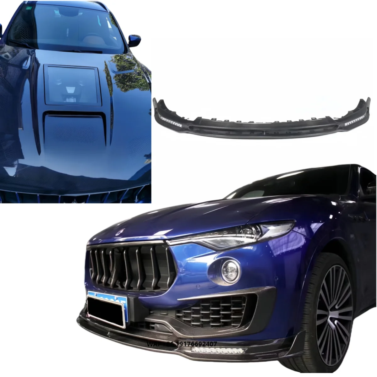 Carbon Body Kit for Car Bumper for Levante forMaserati Carbon Front Lip, Rear Spoiler, Transparent Bonnet, Body Kit