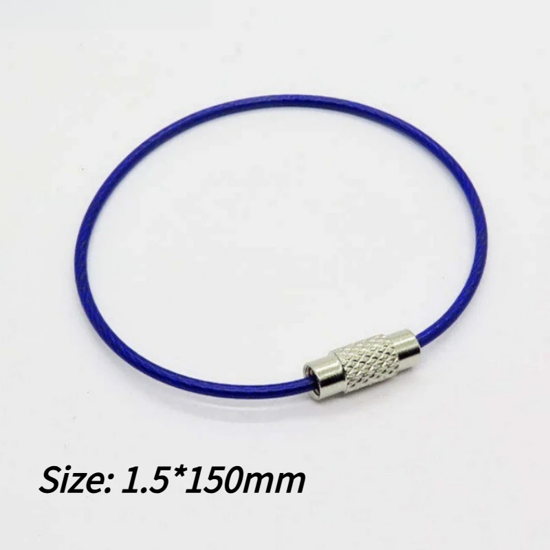 25PCS/Set Colorful Stainless Steel Wire Keychain Cable Loop Screw Lock Rope Ring For DIY Jewelry Luggage Tag Camping Accessories