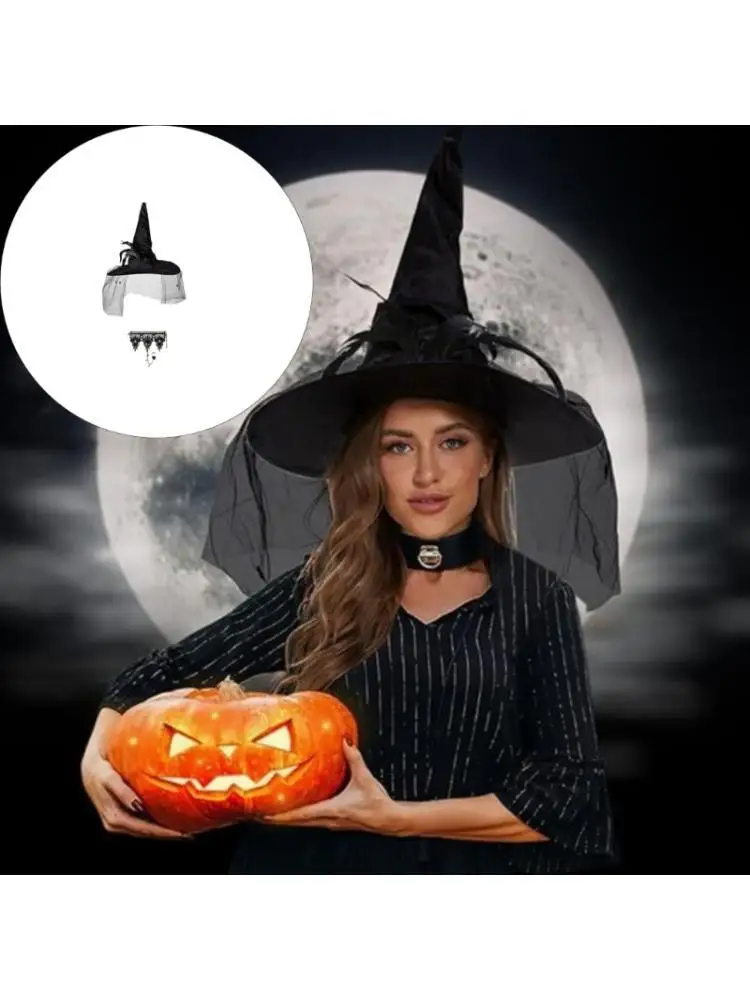 39BD Witch-Themed Costume Accessory with Dimensional Pleats and Double-Stitched Edging for Photography, Stage Performances and