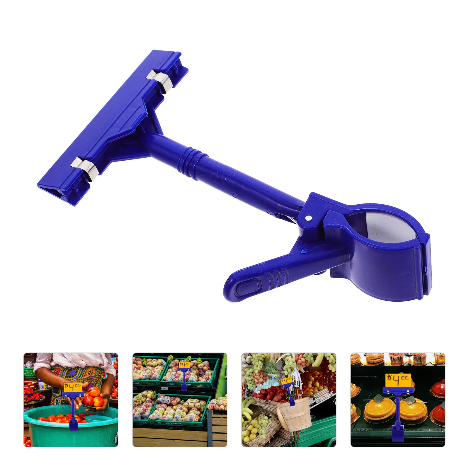 

10pcs Blue Plastic Rotatable Sign Clips Double Sided T Shaped Display Holders for Retail Product Label Advertising Mini Clip