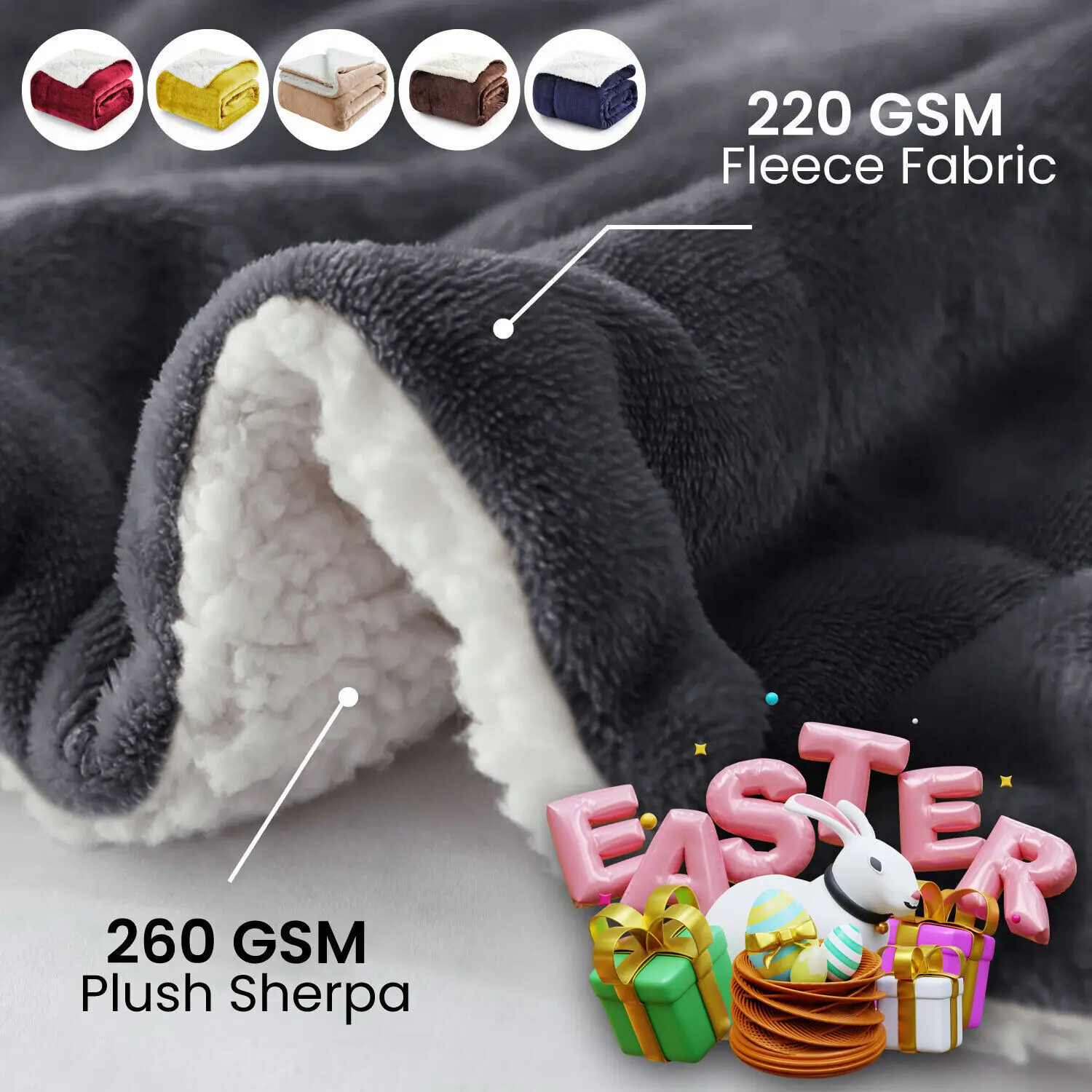 

Sherpa Fleece Blanket Throw Black Soft Reversible Thick Plush Blankets Microfiber Winter Bed Blanket for Camping Couch Sofa