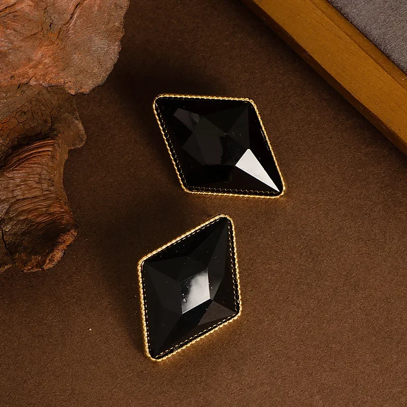 

Geometric rhombus resin personalized fashion generous high sense light luxury earrings