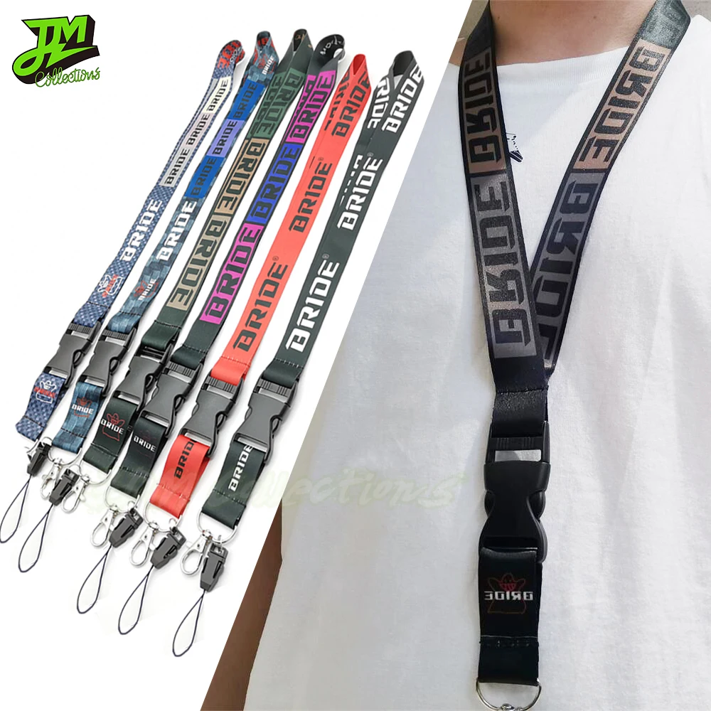 BRIDE Logo Lanyard Keychain JDM Style Key Neck Hang Rope Mobile Phone Work Card Hanging Rope Car Hand Lanyard Accessories