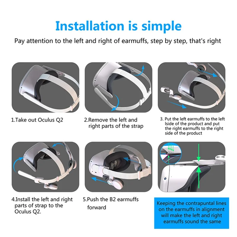 Per cuffie Oculus Quest2 Cuffie antirumore VR II Quest2 Cuffie canalate Accessori per copricapi portatili