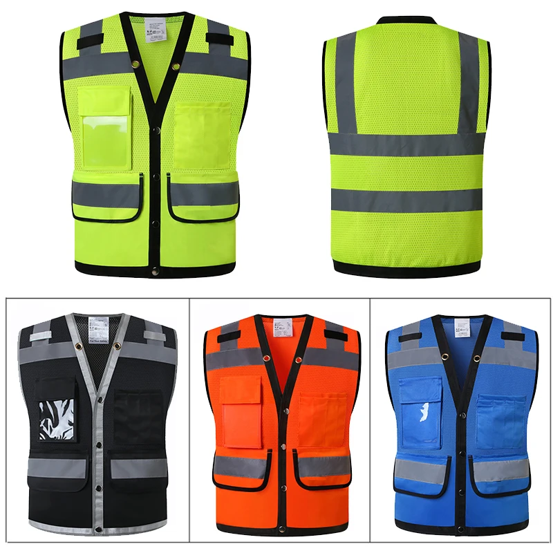 Reflective Safety Vest for Men Class 2 High Visibility Work Vest Engineer Hi Viz Safety Vest with Reflective Tapes