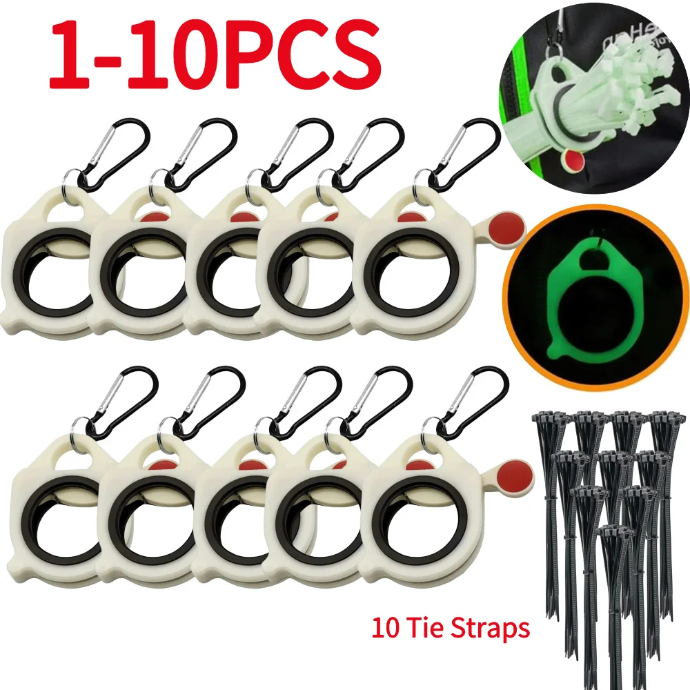 1-10PCS Fluorescent Cable Tie Organizer Portable Cable Tie Storage Tool Electrical Wire Ties Clip Key Chain Storage Tool Parts