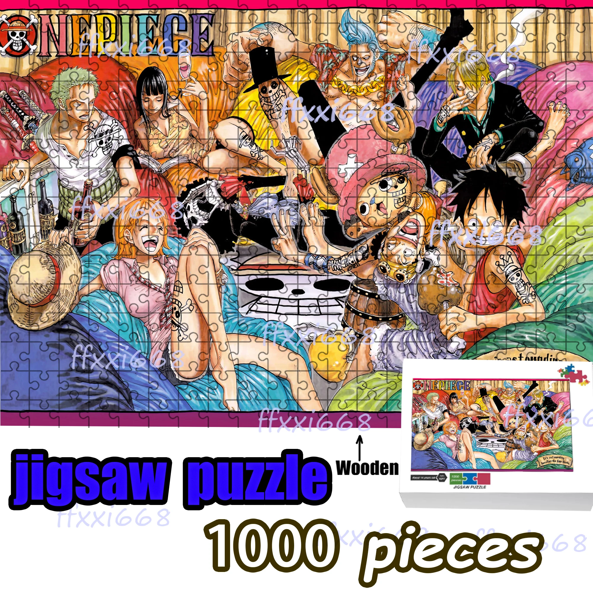 

Деревянный пазл One Piece с всеми персонажами, 1000 деталей, для взрослых, премиальный коллекционный аниме-подарок