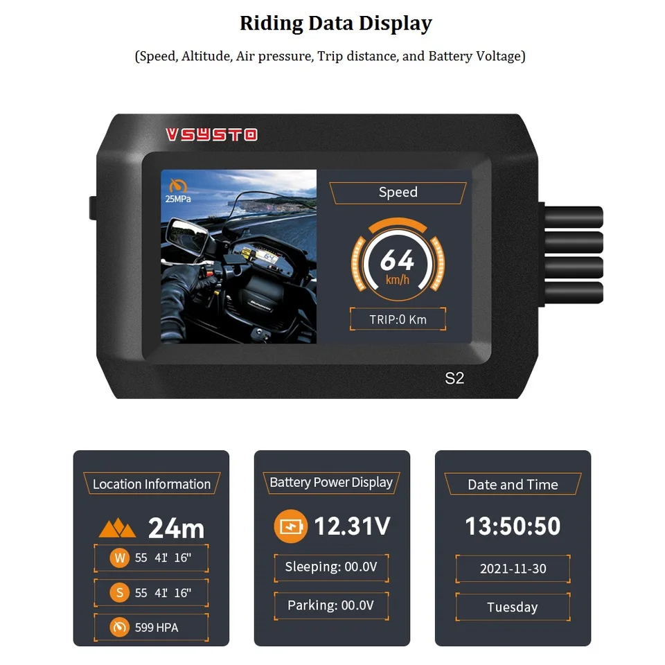 VSYSTO Fietsspiegel Met 4,5 Inch HD-display, WiFi-dashcam En GPS-tracker Voor Mountainbike En E-bike