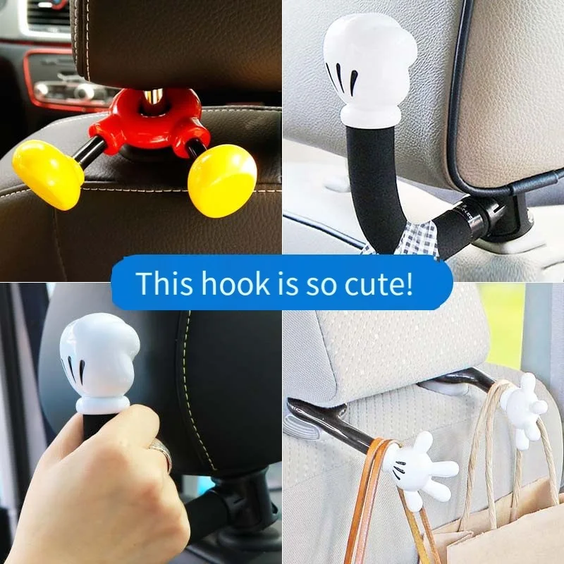 Disney Car Rear Hook Mickey Minnie Multifunctional Car Seat Back Cartoon Creative Hook Car Rear Seat Headrest Hook Decoration view 3