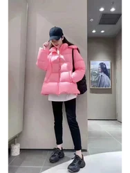 Short Down Padding Jacket for Women Side Split Loose Warm Puffer Coats Korean Popular 90 White Duck Down Outer Luxury Cl