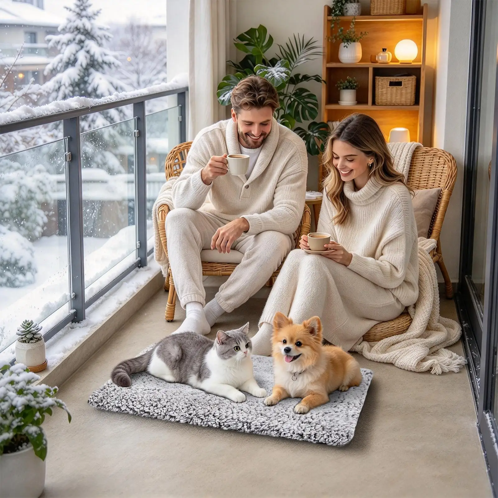Cat Bed Self Warming Warm Plush Mat With Removable Cover Heat-Reflective Indoor Cats Bed For Kennels Couch Floor Puppy Kitten
