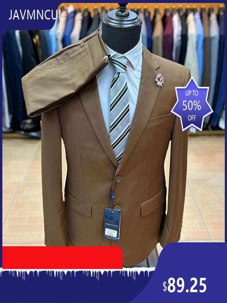 

Men's Spring & Autumn Slim Fit Suit Set, Graduation Wedding Groom Ceremony Business Office Formal Outfit