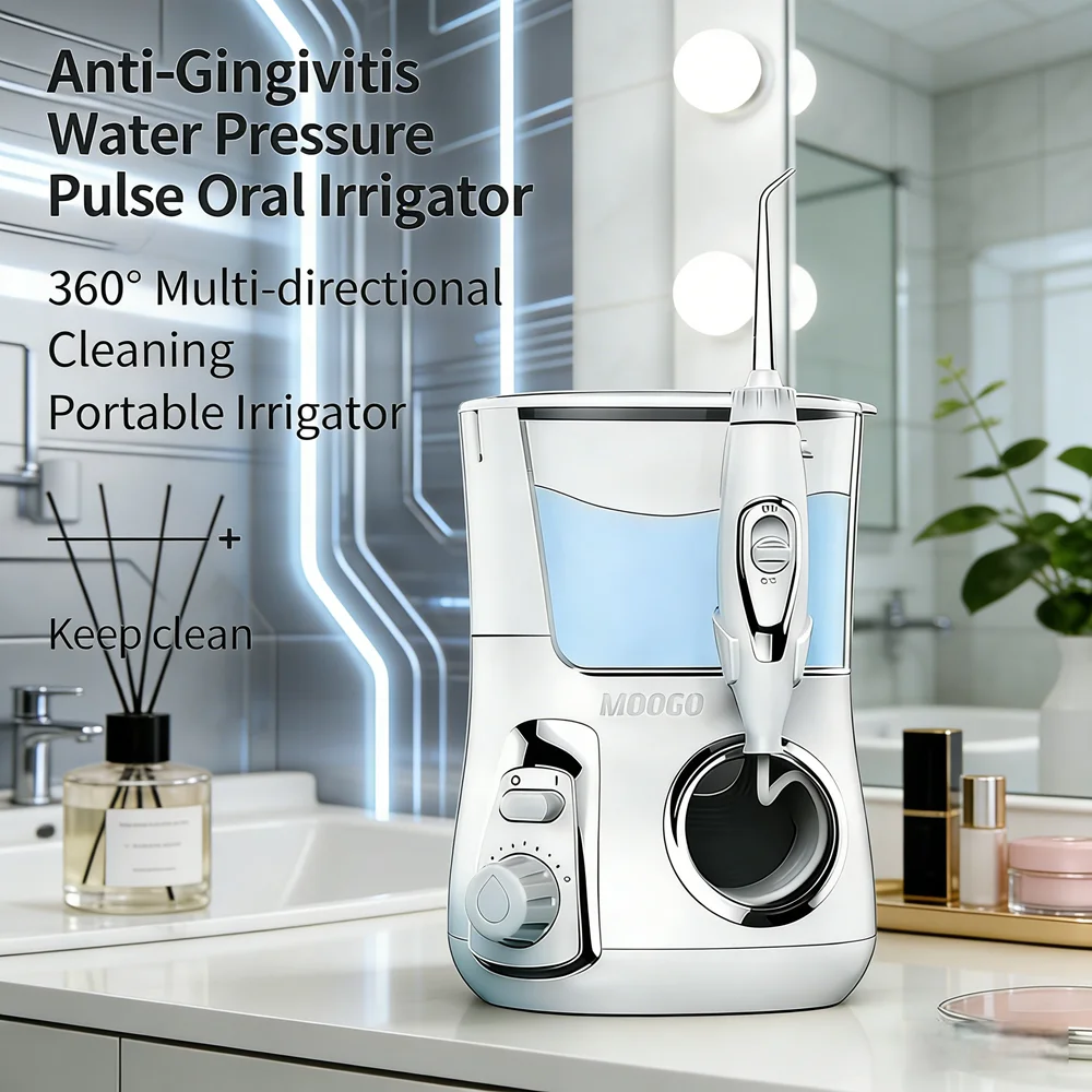 

Electric Dental Oral Irrigator 10 Modes 800ML Countertop Water Flosser Effective Cleaner for Sensitive Gums 5 Nozzles