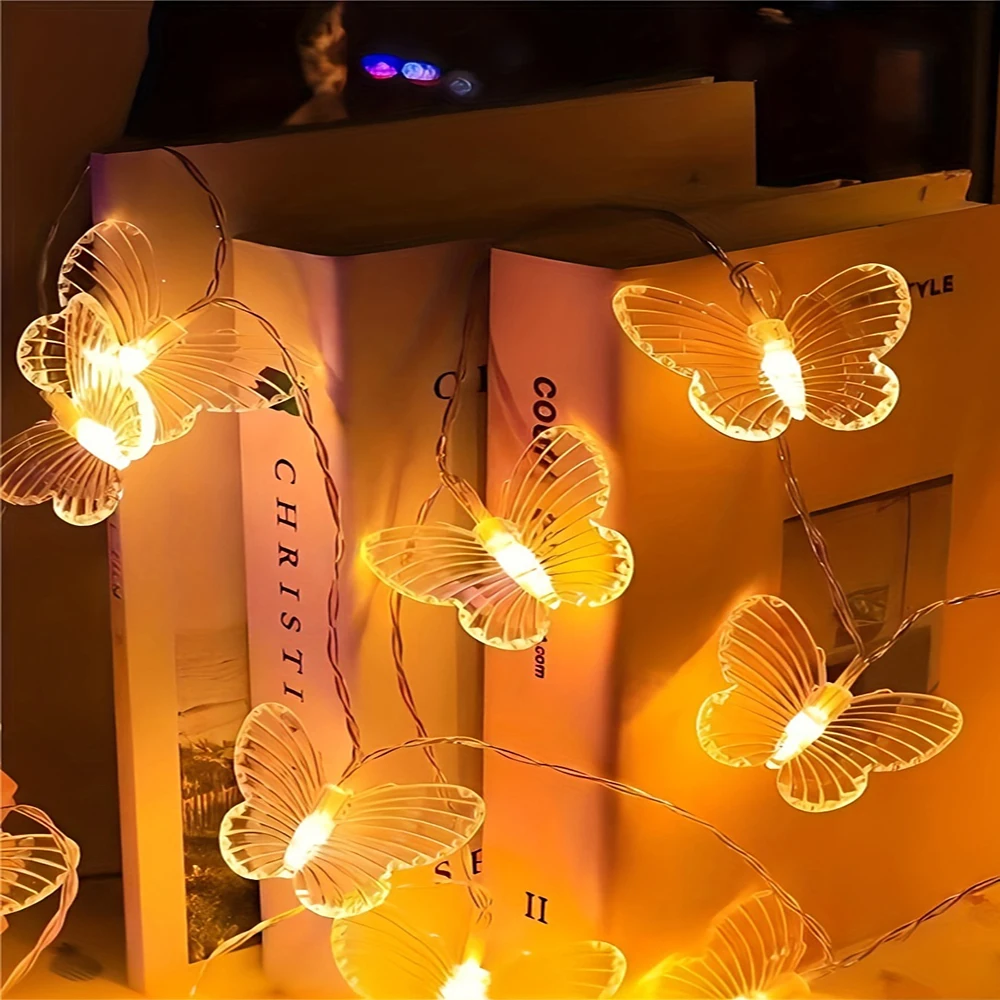 Lampada da giardino a forma di farfalla a LED da 2 m - Perfetta per decorazioni di Capodanno e illuminazione per esterni, batterie non incluse