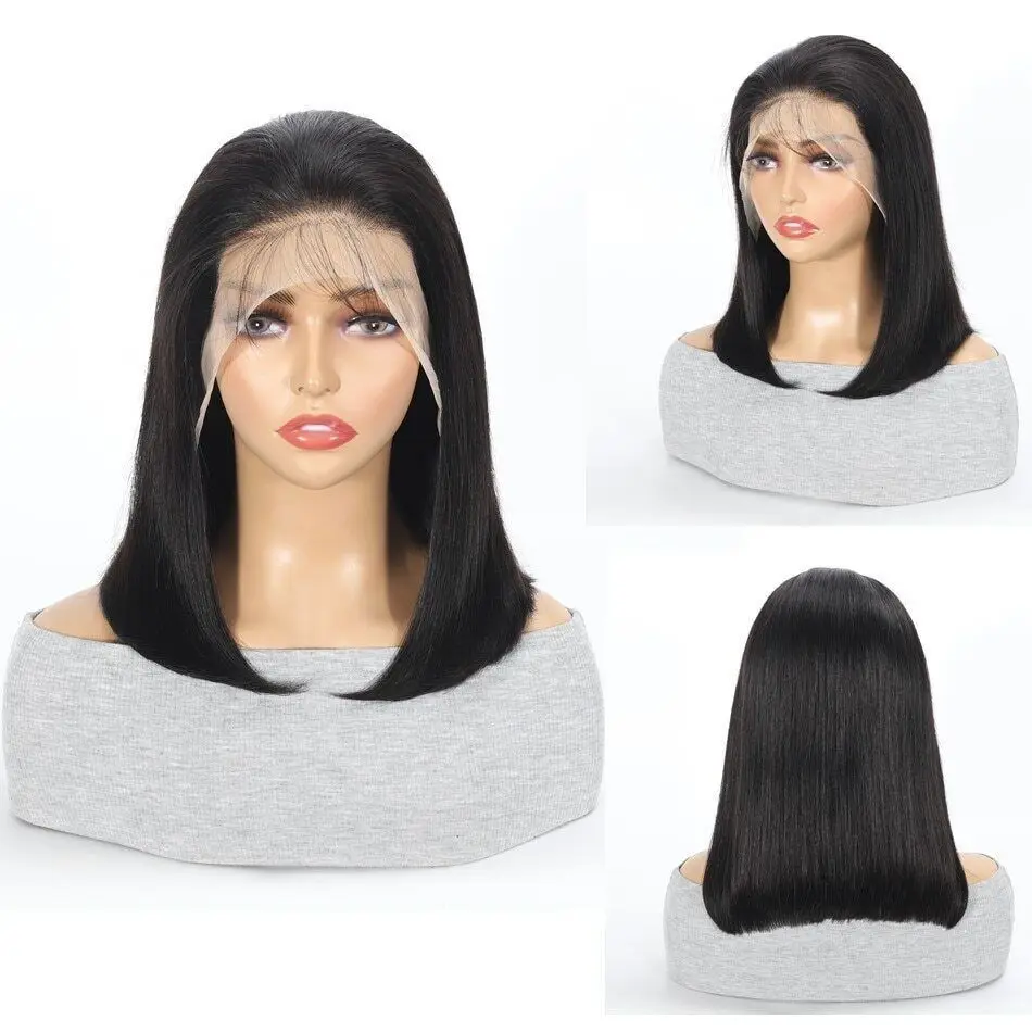 

Short Bob Wigs Straight Bleacehed Knots Transparent Lace Front Wigs