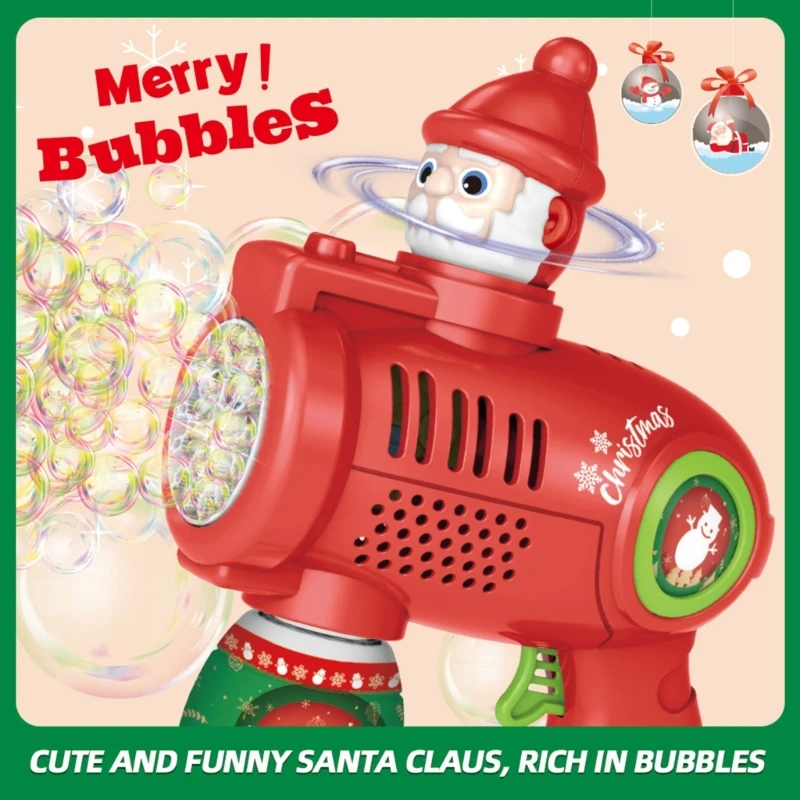 Christmas Activity Bubble Blower Guns with LED Light Gift for Park Outdoor Fun Electric Bubble Guns A2UB