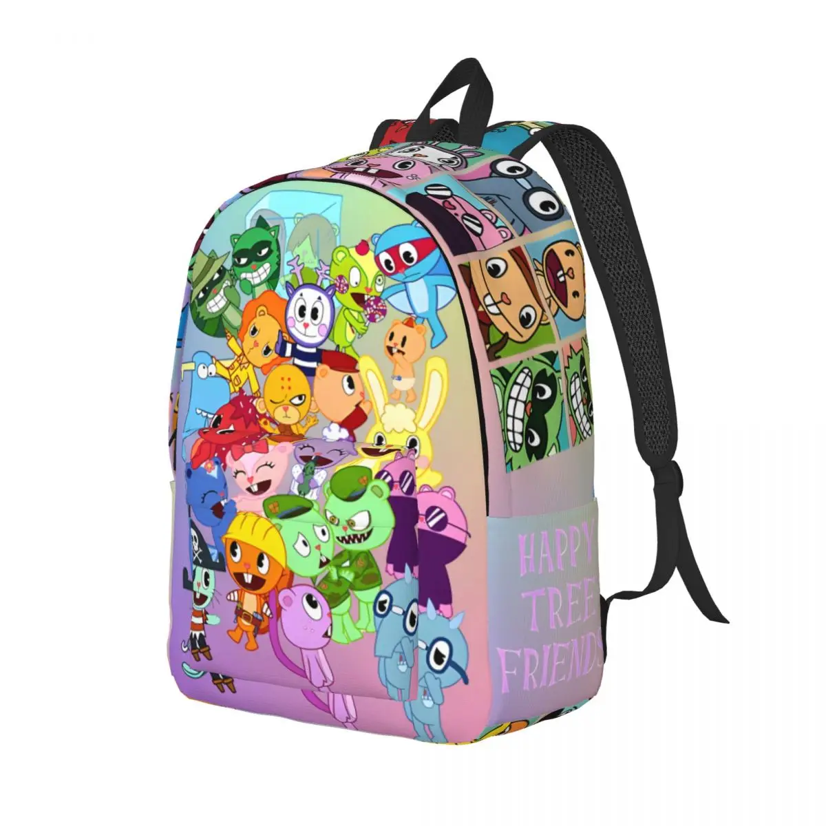 All Characters Daypack H-Happy Tree Friends Girl Boy Snack Storage Travel Birthday Gift Multi Compartment Bookbag