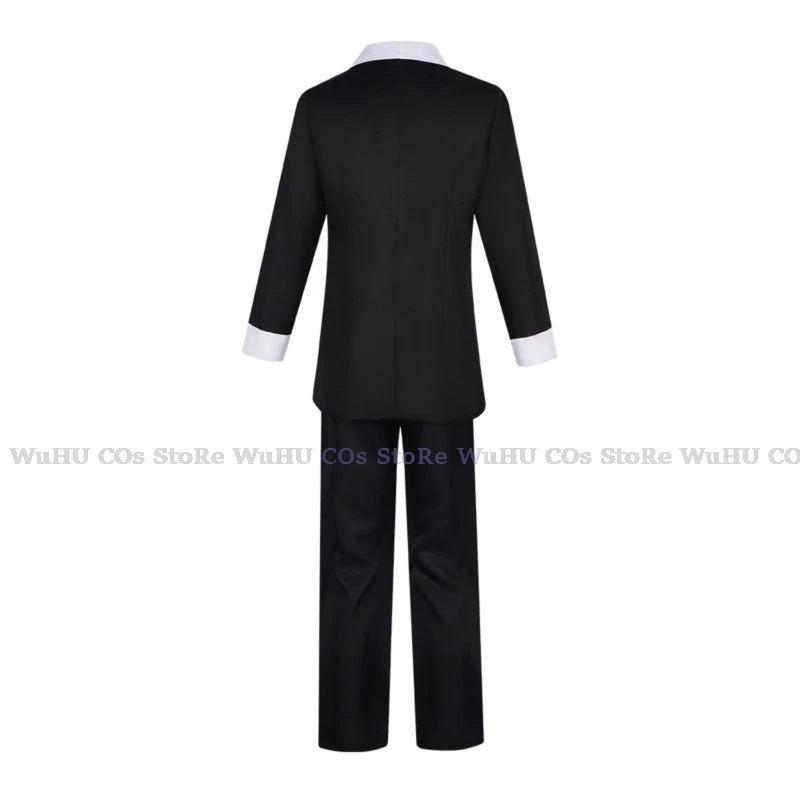 Schale Cosplay Kostüm Uniform Hasbin Cosplay Hotel Schale Cosplay Kostüm schwarz Halloween Party Outfits mit Hut Ohren Augenbrauen Requisite