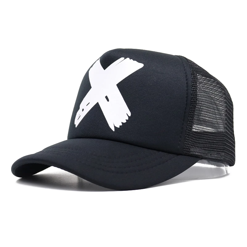 Gorra de béisbol de malla transpirable para hombre y mujer, gorro con cierre trasero y letras X para deporte al aire libre, Unisex, Q1147