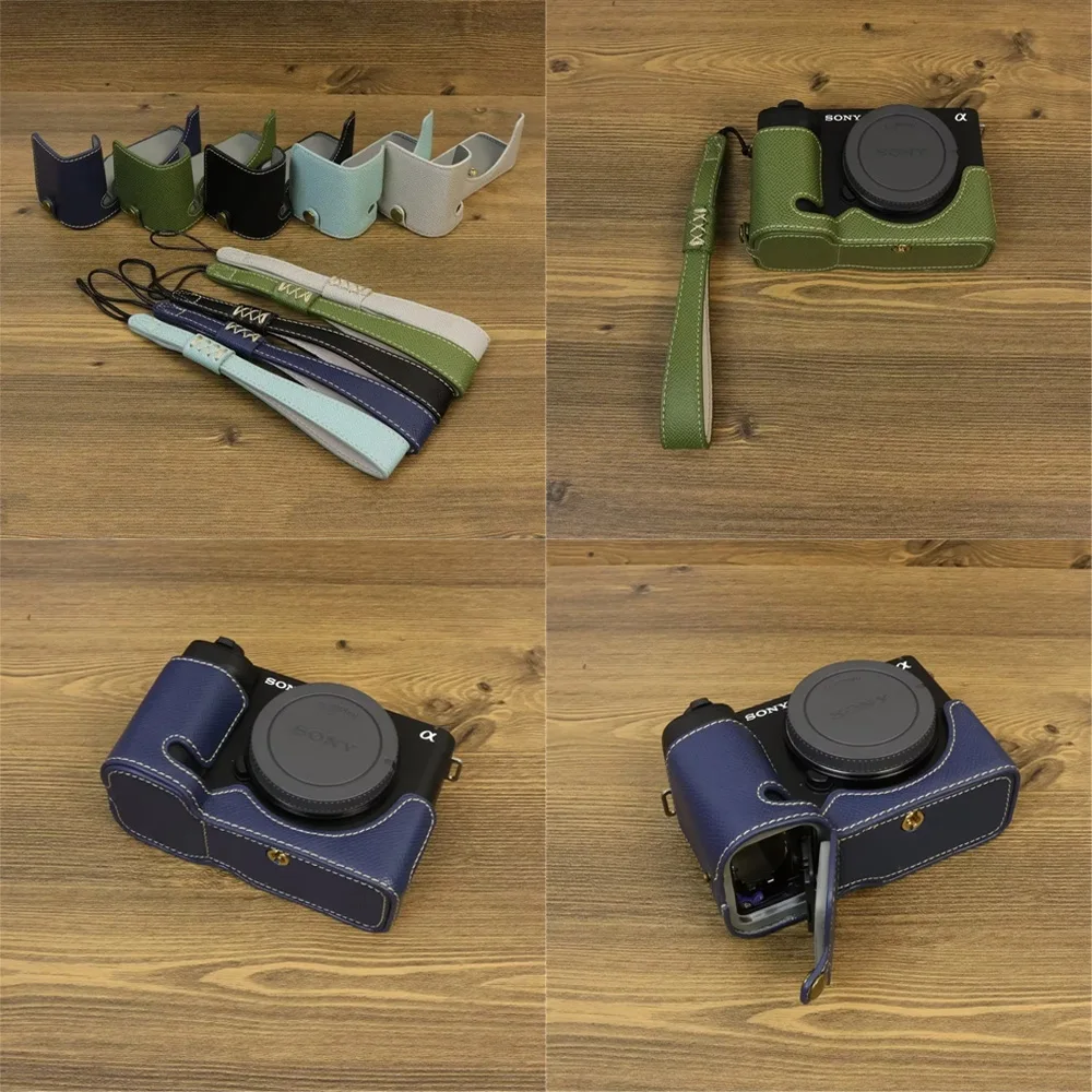PU Leather Camera Half Body  Case For Sony ZV-E1 zve1 Protective Bottom Cover With Hand Strap