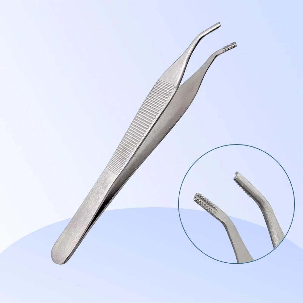 

Изогнутые офтальмологические пинцеты из нержавеющей стали с зубными прорезями для манипуляции хряща и жировых салфеток 12 см