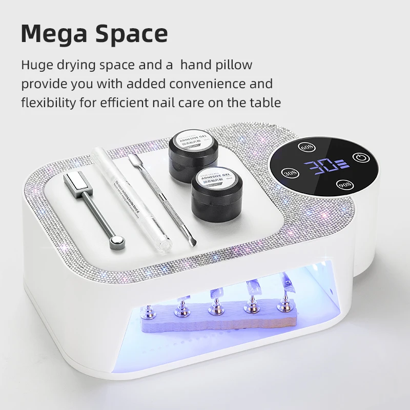 مصباح أظافر LED قابل لإعادة الشحن بالأشعة فوق البنفسجية، مجفف أظافر لاسلكي مع وسادة يد ومستشعر ذكي للمنزل والصالون لعلاج جميع الجل