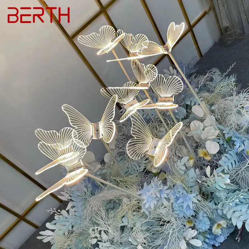 

BERTH Modern Wedding Walkway Elegant Acrylic Butterflies LED Standing Lamp for Romantic Party Light Stands Decoration