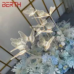 BERTH Modern Wedding Walkway Elegant Acrylic Butterflies LED Standing Lamp for Romantic Party Light Stands Decoration