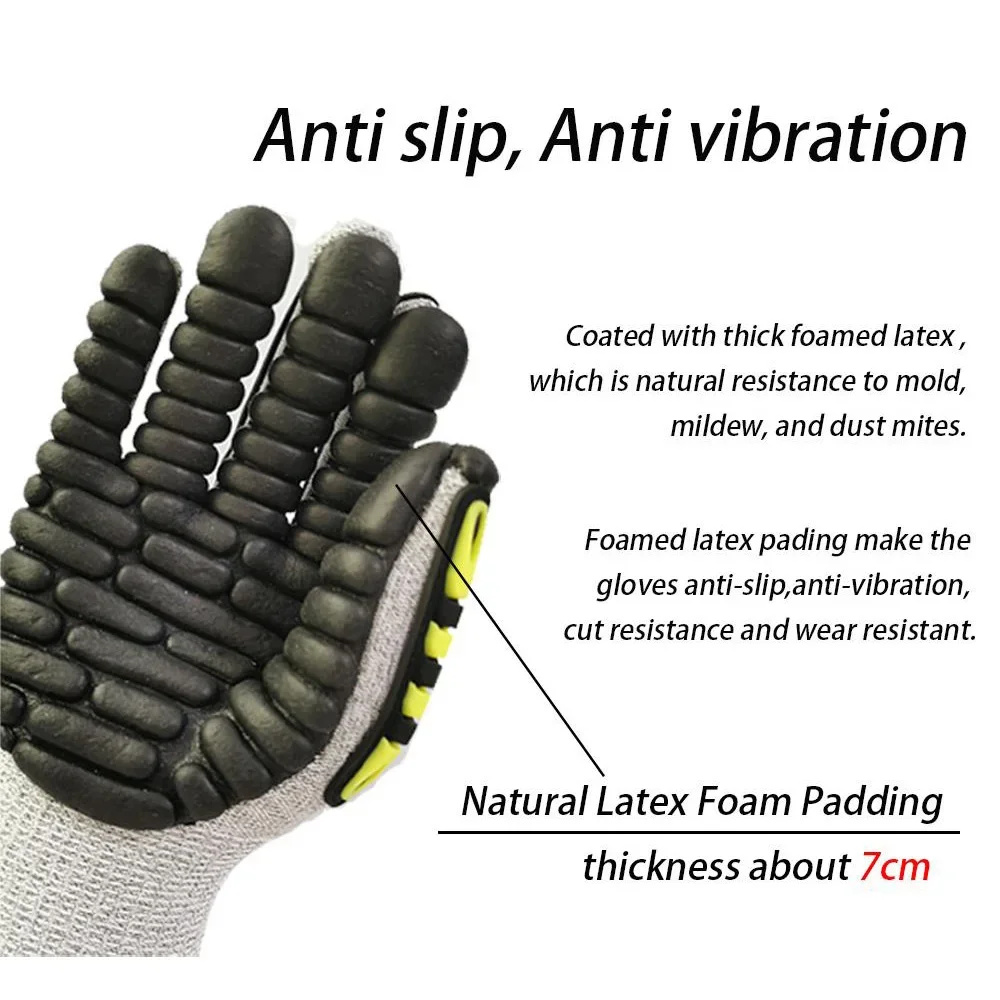 Gants de travail avec l\'hypothèse rembourrée en mousse, patchs TPR, protection, degré de coupe, anti-vibration, anti-impact, mécanique, isotos