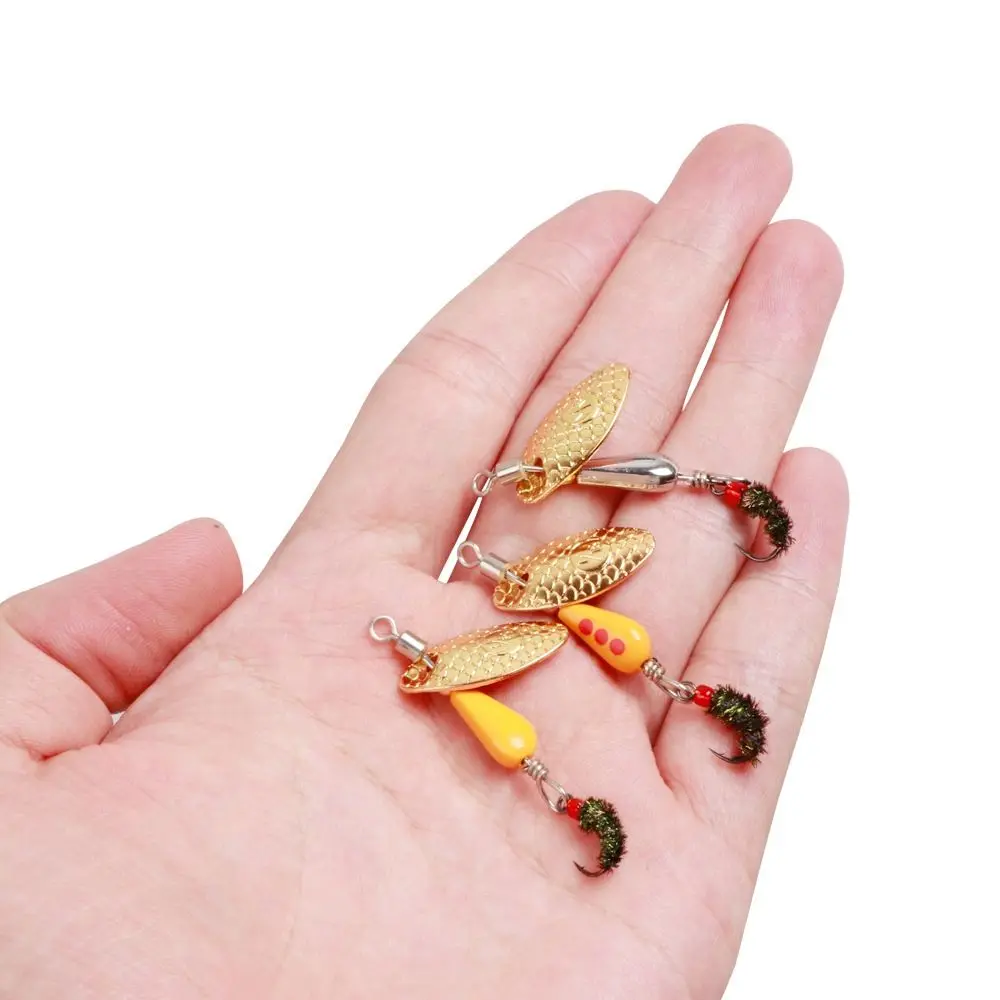 

Portable Sequins 2.7g 5.5cm Metal Fishing Lure Rotating Spinner Spoon Crank Bait Single Hook