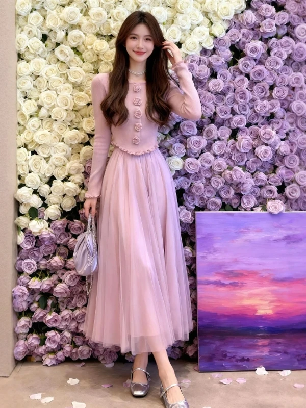 

Gentle Style Half-Skirt Mesh Two-Piece Set Anti-Aging Cute Top Skirt Spring 2026 Fashion Women's Comfortable Mid-Spring Season