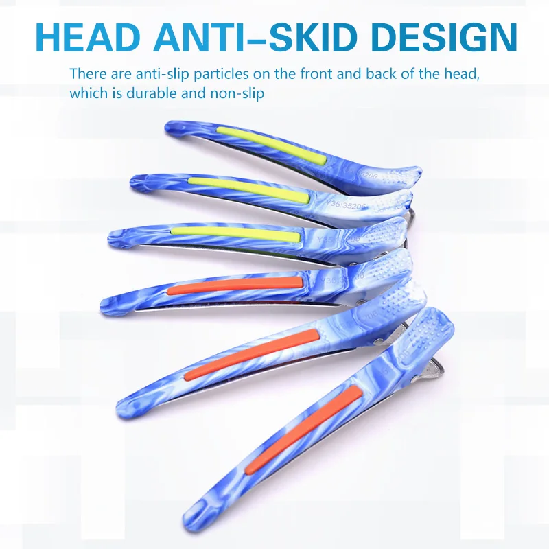 2026 Blue No Mark Hair Sectioning Clips, Non-Slip Silicone Lining Hairdressing Clamps For Salon Haircut Perm Dye Makeup Styling