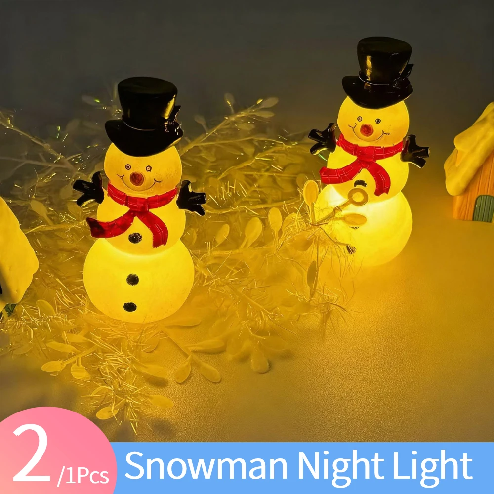 ตุ๊กตาหิมะคริสต์มาส 1/2 ชิ้น ของตกแต่งไฟกลางคืน ใช้แบตเตอรี่ ของประดับตกแต่งเทศกาลคริสต์มาส สำหรับงานปาร์ตี้ สวนกลางแจ้ง ของขวัญ