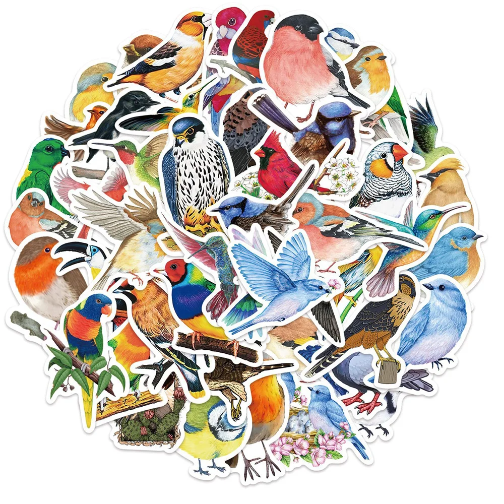 10/30/50PCS Colorful Watercolor Style Bird Graffiti Sticker Toy Decoration Notebook Kids Gift iPad PVCWaterproofStickerWholesale