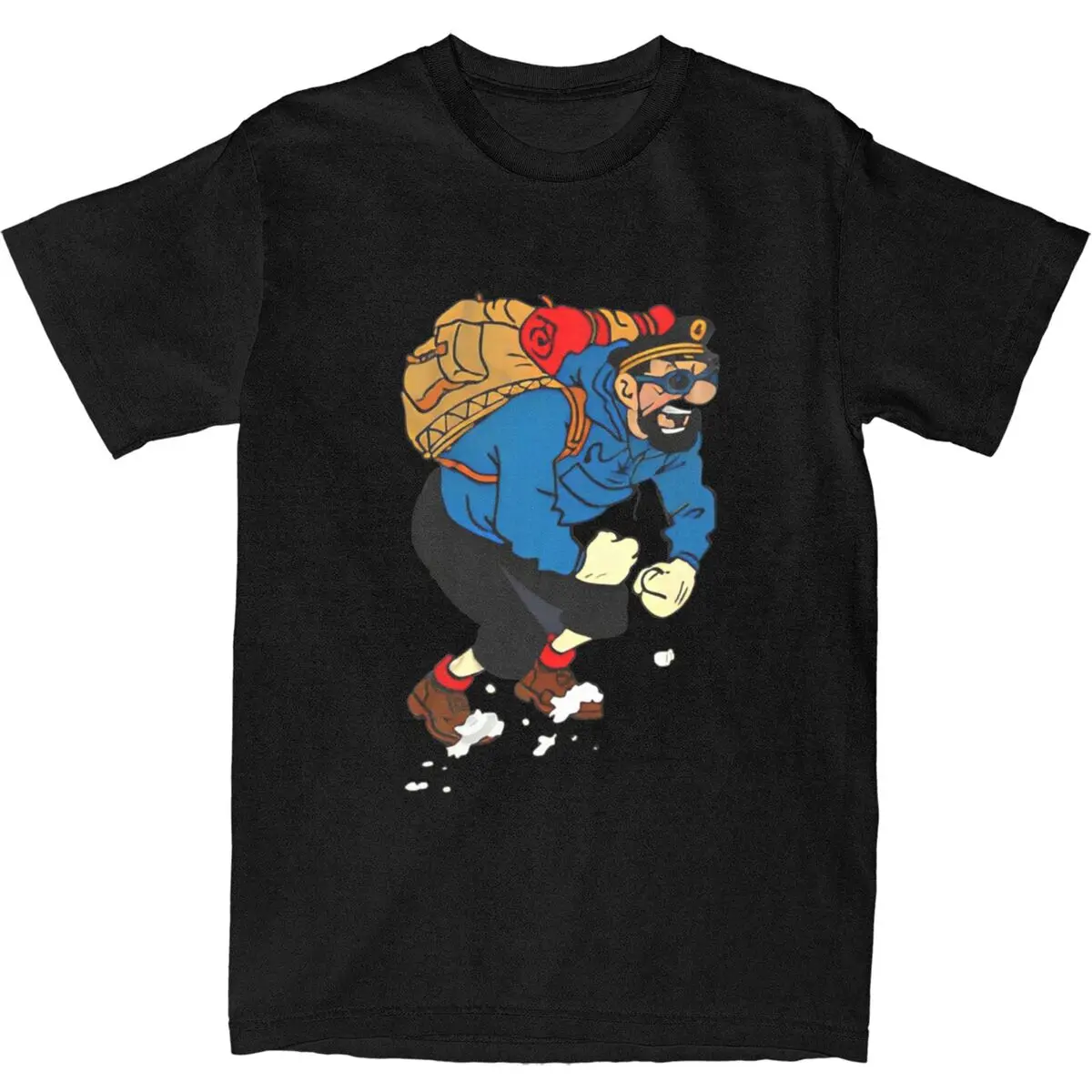 Captain Haddock T-Shirt Men Cartoon Streetwear Cotton T-Shirts Summer O-Neck Fashion Tees Casual Plus Size Clothing